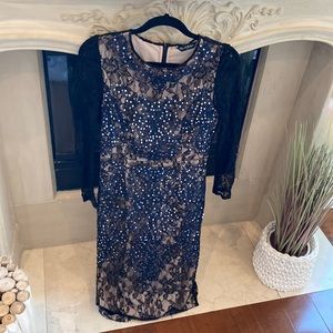 Miss selfridge sequin and lace midi bodycon dress